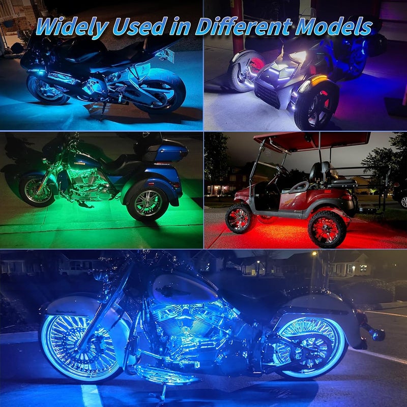 ZONECONA 12PCS Segmented Motorcycle RGB LED Light Kits with Brake Turn Signal, Underglow Lights with APP/Dual Remote, Multicolor 12v Waterproof Motorcycle LED Underglow Kit for Harley Yamaha Suzuki - Image 5